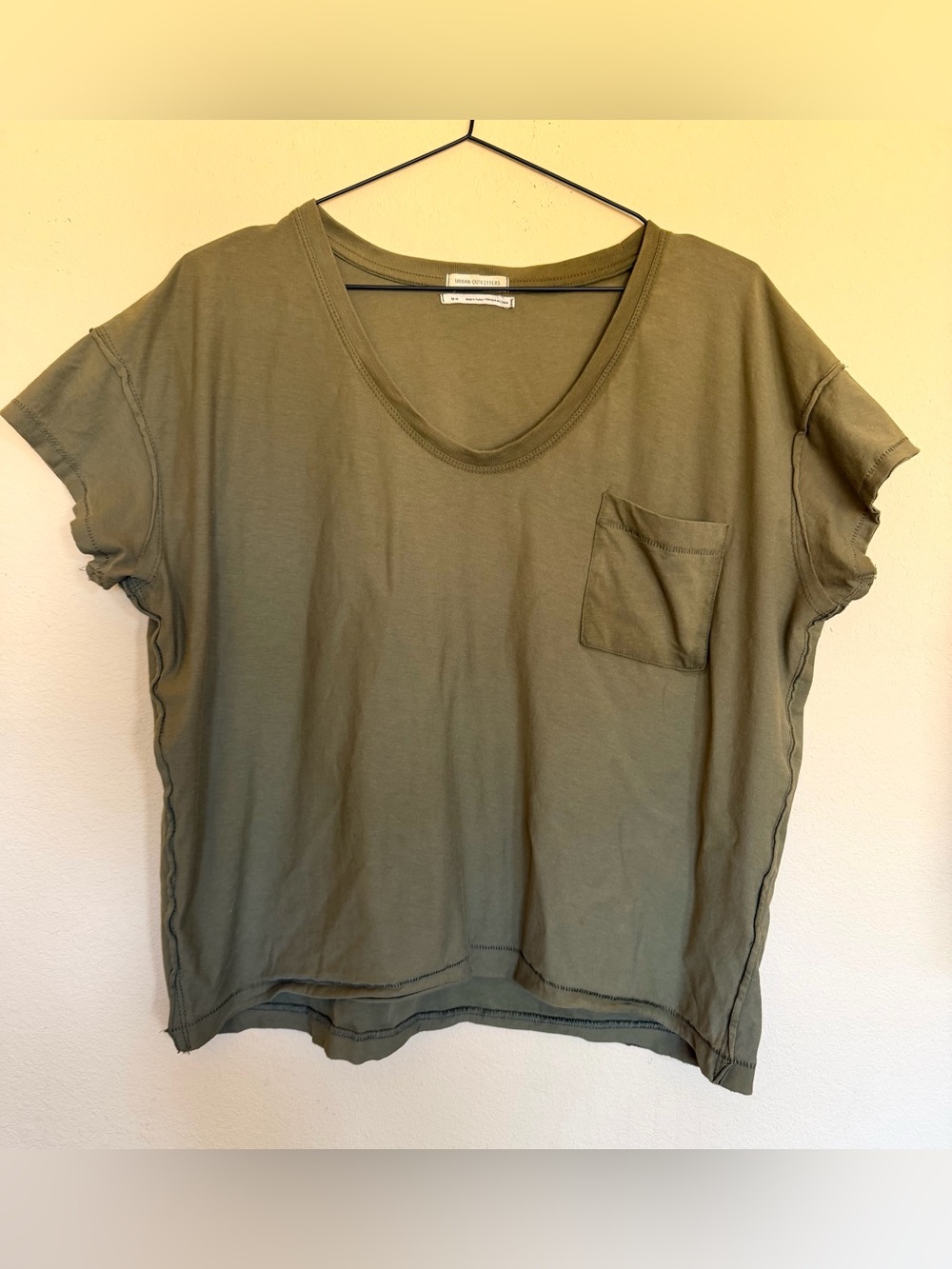 Urban Outfitters Olive green relaxed fit raw edge tee size medium